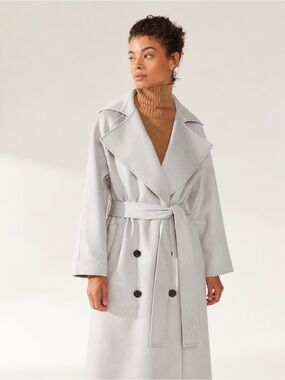 Italic Elise Cashmere Wool Double Faced Trench Belted Coat Large